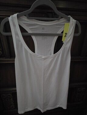 2X White Sports Racer Back Tank Top.